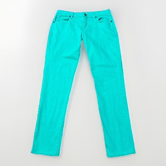 Carve Designs Jeans Womens 10 Green Slim Fit Denim Raw Hem Dark Wash 33x30 - Picture 1 of 8